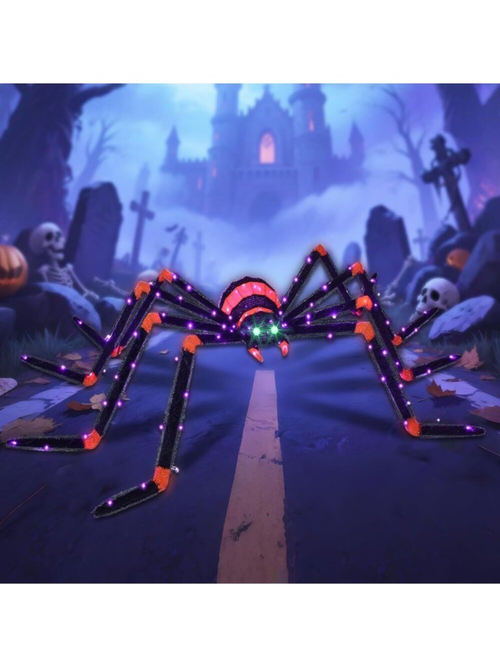 Giant 6.8ft Light Up Spider - Halloween Outdoor Decor with 115 LED Lights